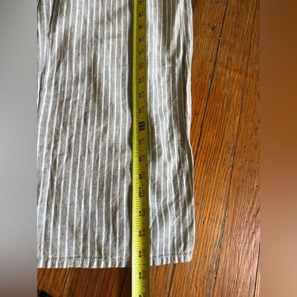 Beach Lunch Lounge || Linen Blend Striped Smocked Cotton Wide Leg CropJumpsuit - Picture 8 of 13